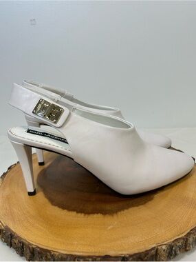 Karl Lagerfeld Paris Maddie white pump stiletto heel pointy toe Women’s size 10